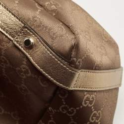 Pre Owned Gucci Brown/Gold GG Canvas and Leather Medium Abbey Hobo