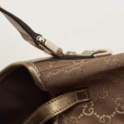 Pre Owned Gucci Brown/Gold GG Canvas and Leather Medium Abbey Hobo