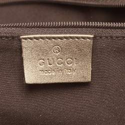 Pre Owned Gucci Brown/Gold GG Canvas and Leather Medium Abbey Hobo