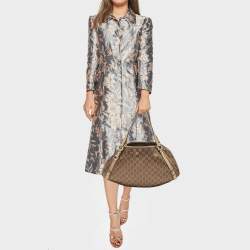 Pre Owned Gucci Brown/Gold GG Canvas and Leather Medium Abbey Hobo