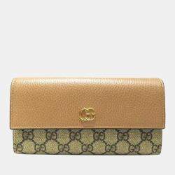 GUCCI GG Supreme Continental Flap Wallet Beige/Brown 112715