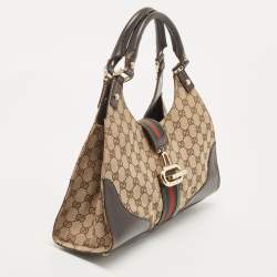 Pre Owned Gucci Beige/Brown GG Canvas and Leather Junco Shoulder Bag