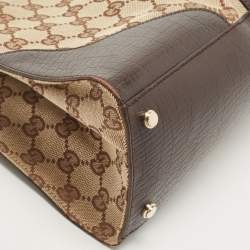 Pre Owned Gucci Beige/Brown GG Canvas and Leather Junco Shoulder Bag