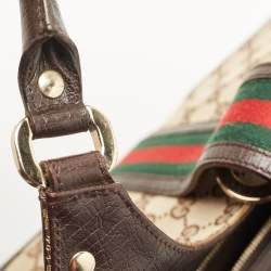 Pre Owned Gucci Beige/Brown GG Canvas and Leather Junco Shoulder Bag