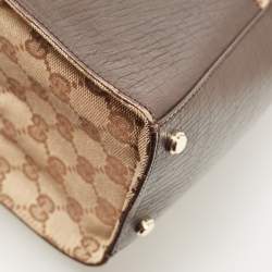 Pre Owned Gucci Beige/Brown GG Canvas and Leather Junco Shoulder Bag