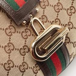 Pre Owned Gucci Beige/Brown GG Canvas and Leather Junco Shoulder Bag