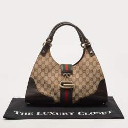 Pre Owned Gucci Beige/Brown GG Canvas and Leather Junco Shoulder Bag