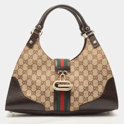 Pre Owned Gucci Beige/Brown GG Canvas and Leather Junco Shoulder Bag