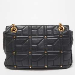 Gucci Black Quilted Leather Medium GG Marmont Studded Shoulder Bag
