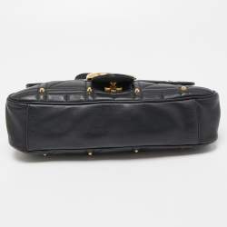 Gucci Black Quilted Leather Medium GG Marmont Studded Shoulder Bag