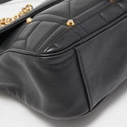 Gucci Black Quilted Leather Medium GG Marmont Studded Shoulder Bag