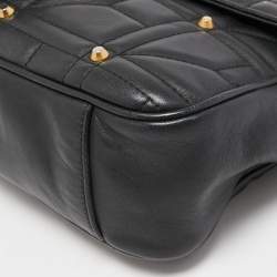 Gucci Black Quilted Leather Medium GG Marmont Studded Shoulder Bag