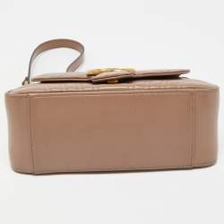 Pre Owned Gucci Beige Matelasse Leather Mini GG Marmont Top Handle Bag