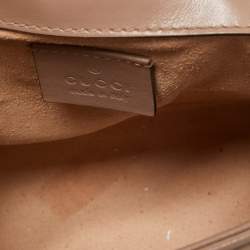 Pre Owned Gucci Beige Matelasse Leather Mini GG Marmont Top Handle Bag