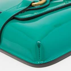 Pre Owned Gucci Green Patent Leather Bright Bit Crossbody Bag