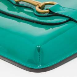 Pre Owned Gucci Green Patent Leather Bright Bit Crossbody Bag