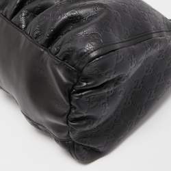 Pre Owned Gucci Black Guccissima Leather Large Abbey D Ring Shoulder Bag