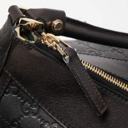 Pre Owned Gucci Black Guccissima Leather Large Abbey D Ring Shoulder Bag