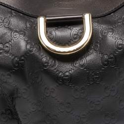 Pre Owned Gucci Black Guccissima Leather Large Abbey D Ring Shoulder Bag