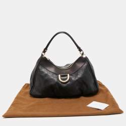 Pre Owned Gucci Black Guccissima Leather Large Abbey D Ring Shoulder Bag