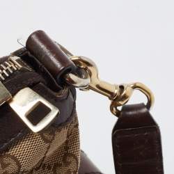 مملوكة مسبقًا Gucci Brown/Beige GG Canvas and Leather Web Zip Bag