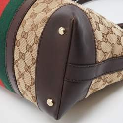 مملوكة مسبقًا Gucci Brown/Beige GG Canvas and Leather Web Zip Bag