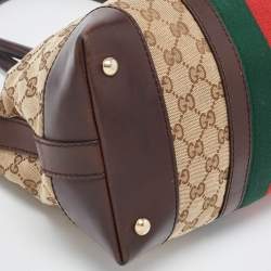 مملوكة مسبقًا Gucci Brown/Beige GG Canvas and Leather Web Zip Bag
