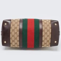 مملوكة مسبقًا Gucci Brown/Beige GG Canvas and Leather Web Zip Bag