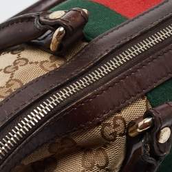 مملوكة مسبقًا Gucci Brown/Beige GG Canvas and Leather Web Zip Bag