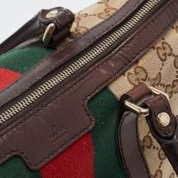 مملوكة مسبقًا Gucci Brown/Beige GG Canvas and Leather Web Zip Bag