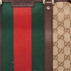 مملوكة مسبقًا Gucci Brown/Beige GG Canvas and Leather Web Zip Bag