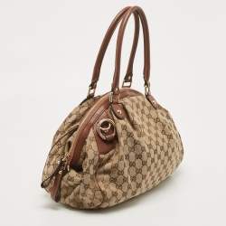 Pre Owned Gucci Beige/Brown GG Canvas Medium Sukey Boston