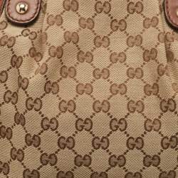 Pre Owned Gucci Beige/Brown GG Canvas Medium Sukey Boston