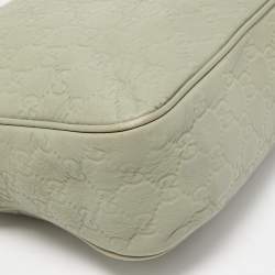 Pre Owned Gucci Mint Green Guccissima Leather Zip Shoulder Bag