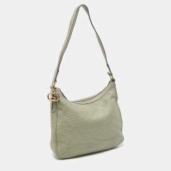 Pre Owned Gucci Mint Green Guccissima Leather Zip Shoulder Bag