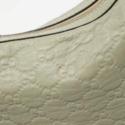 Pre Owned Gucci Mint Green Guccissima Leather Zip Shoulder Bag
