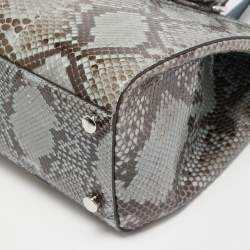 مملوكة مسبقًا Gucci Light Blue/Black Python Large Lady Lock Flap Tote