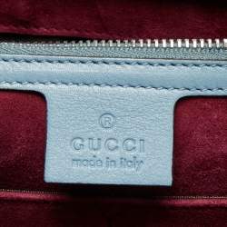 مملوكة مسبقًا Gucci Light Blue/Black Python Large Lady Lock Flap Tote