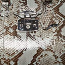 مملوكة مسبقًا Gucci Light Blue/Black Python Large Lady Lock Flap Tote