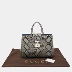 مملوكة مسبقًا Gucci Light Blue/Black Python Large Lady Lock Flap Tote