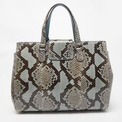 مملوكة مسبقًا Gucci Light Blue/Black Python Large Lady Lock Flap Tote