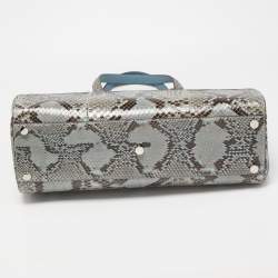 مملوكة مسبقًا Gucci Light Blue/Black Python Large Lady Lock Flap Tote