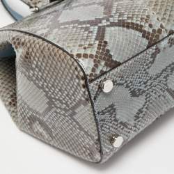 مملوكة مسبقًا Gucci Light Blue/Black Python Large Lady Lock Flap Tote