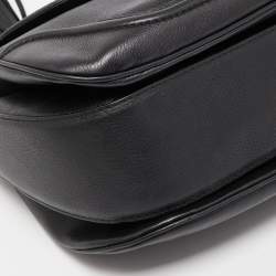 Pre Owned Gucci Black Leather Large New Bamboo Tassel Top Handle Bag