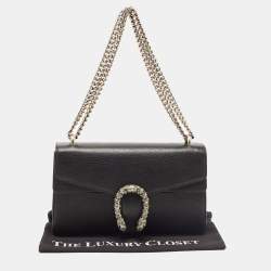 Pre Owned Gucci Black Leather Small Dionysus Shoulder Bag