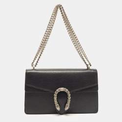 Black Leather Dionysus Mini Chain Bag