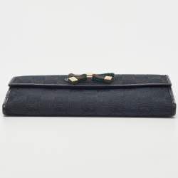 Gucci Black GG Canvas and Leather Princy Flap Continental Wallet