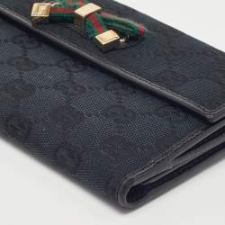 Gucci Black GG Canvas and Leather Princy Flap Continental Wallet