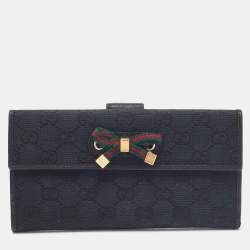 Gucci Black GG Canvas and Leather Princy Flap Continental Wallet