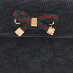 Gucci Black GG Canvas and Leather Princy Flap Continental Wallet